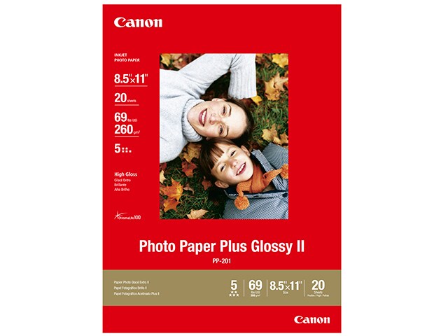 Canon PP 201 Photo Paper Plus Glossy II 8.5 quot; x 11 quot; 20 Sheets