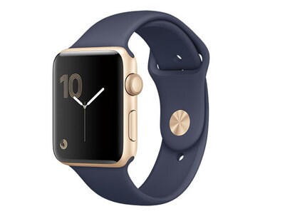 Apple Watch Series 2 42mm Gold Aluminum Case with Midnight Blue Sport Band