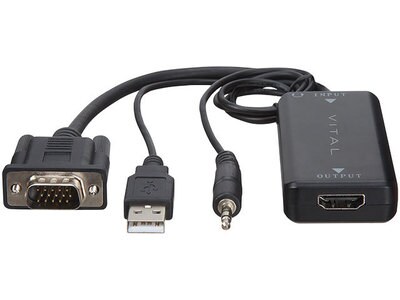 Spotlijster Certificaat Buitenboordmotor VITAL VGA & 3.5mm Audio to HDMI Adapter - Black