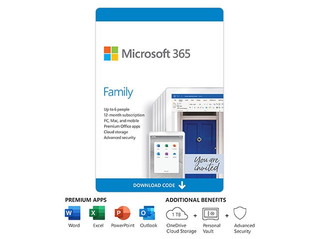 Microsoft 365 Famille Jusqu'à 6 utilisateurs Abonnement 12 mois