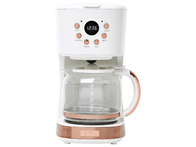 Haden Heritage 75092 12-Cup Programmable Coffee Maker - Ivory and Copper