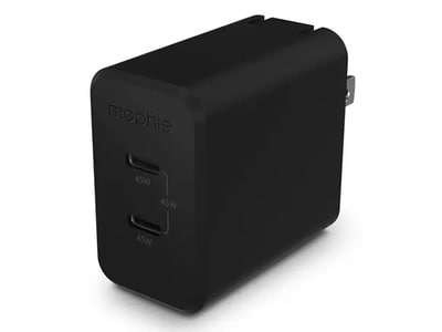 Mophie speedport 45W Dual USB-C PD GaN Power Adapter - Black