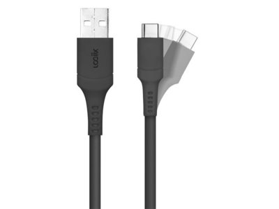 Câble GEEK MONKEY USB-A 2.1 compatible USB-C - Charge rapide - 1 mètre -  Noir