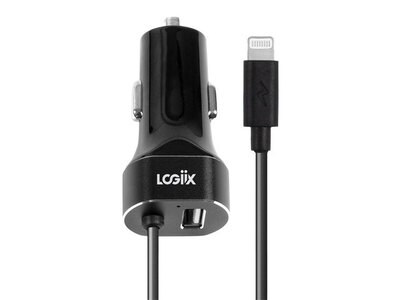 Chargeur pour voiture Power Lite 15 W 1 m (3 pi) de LOGiiX, Lightning – noir