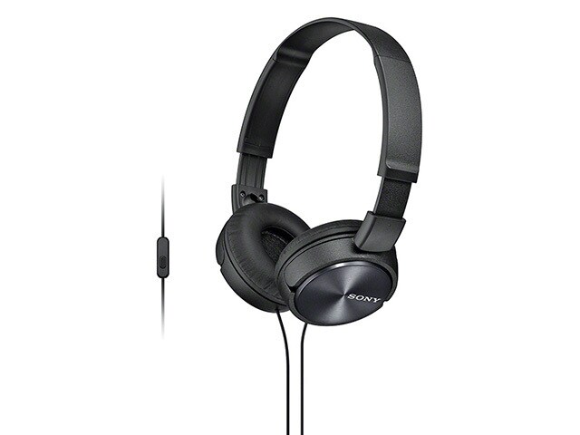 Sony MDR-ZX310 On-Ear Headphones with In-Line Mic and Smartphone Controls - Black