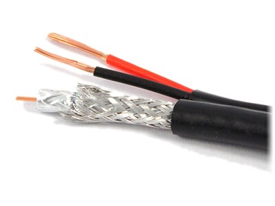 TygerWire RG5951500B 152m (500') RG59 Coaxial Cable with 2 Power Cable - Black