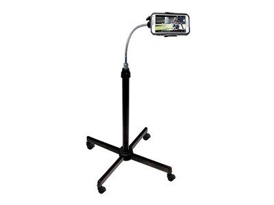 CTA Digital Universal Height-Adjustable Gooseneck Stand with Casters for Smartphones