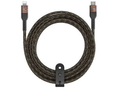 Câble tressé Lightning vers USB C de 3 m (10 pi) de Marley - noir et blanc