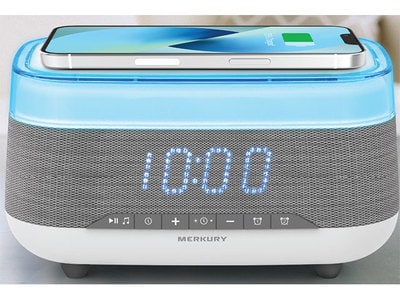 Merkury Innovations Charge ’N Shine™ Wireless Charging Alarm Clock and Speaker